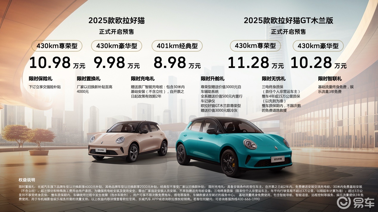 2025款欧拉好猫预售价发布，8.98万元起！