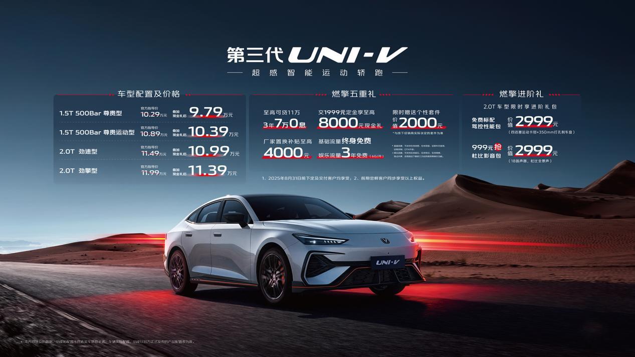 第三代UNI-V售价9.79万起，前脸大改，帅气不减！