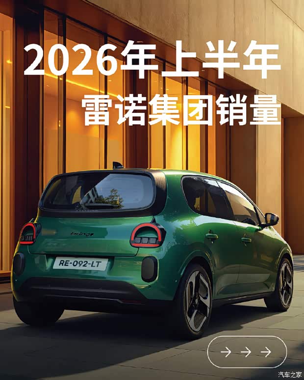 雷诺集团2026年上半年全球销量达到116万辆